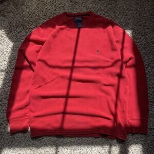 Vintage Ralph Lauren POLO Pony Rider LOGO RAGLAN Sweatshirt Size L Red